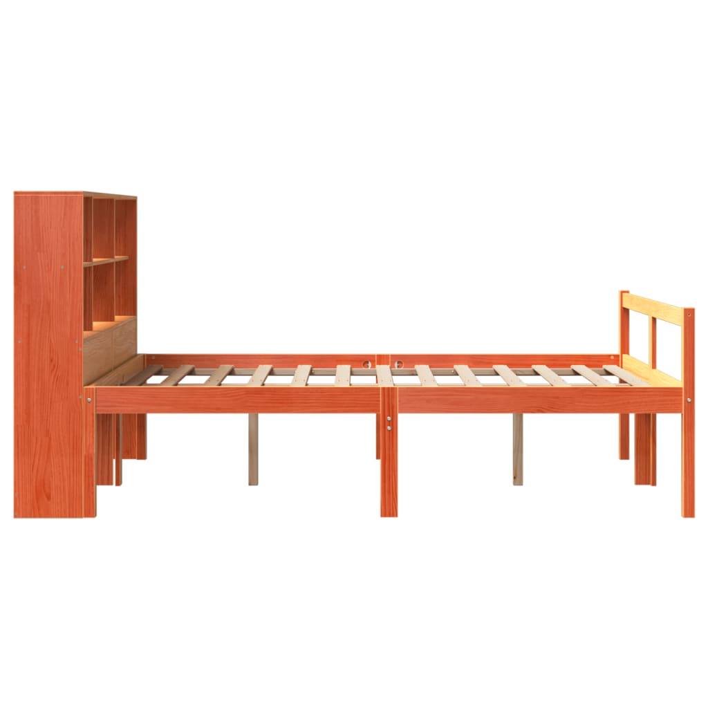 Krevet s regalom za knjige bez madraca 150x200 cm masivno drvo