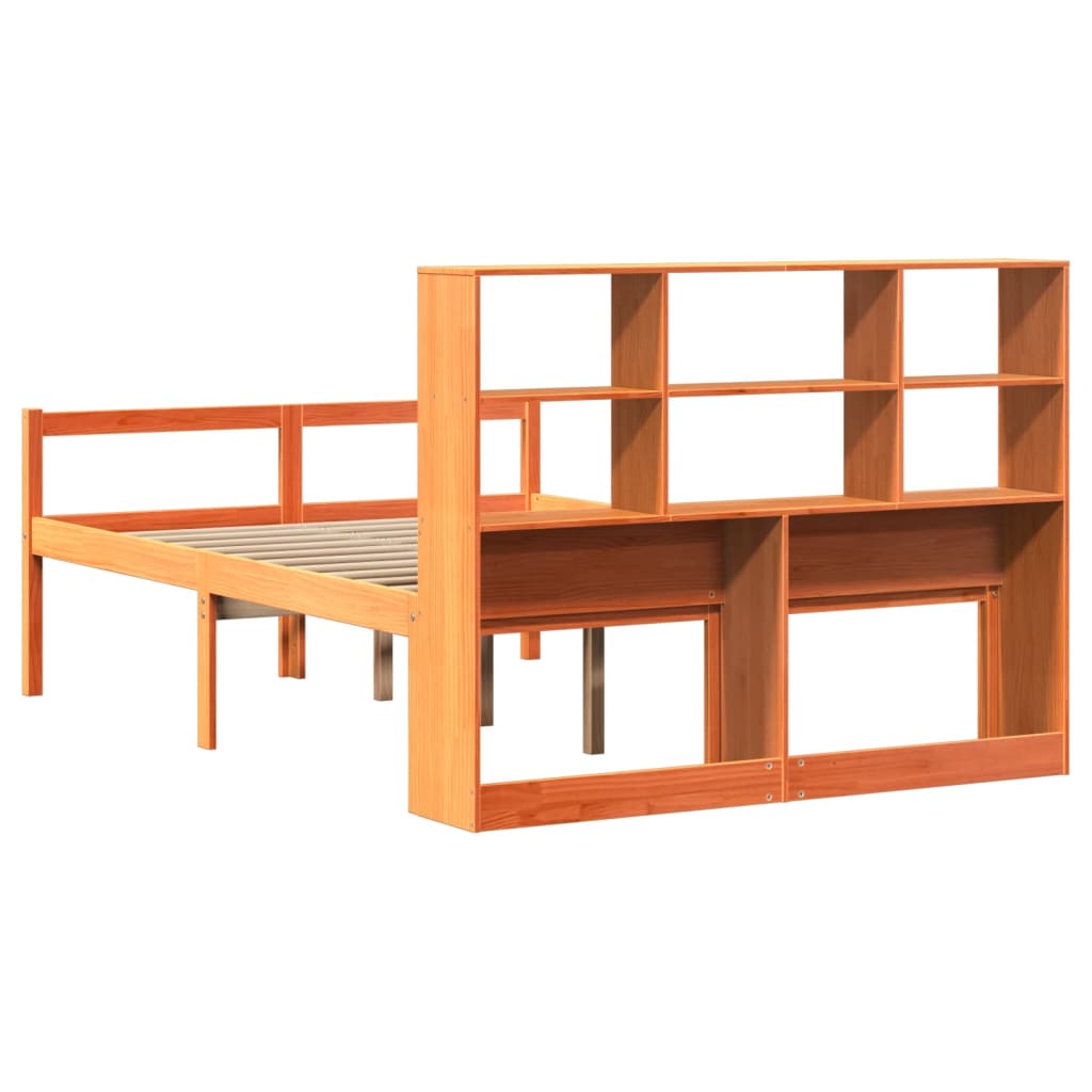 Krevet s regalom za knjige bez madraca 150x200 cm masivno drvo
