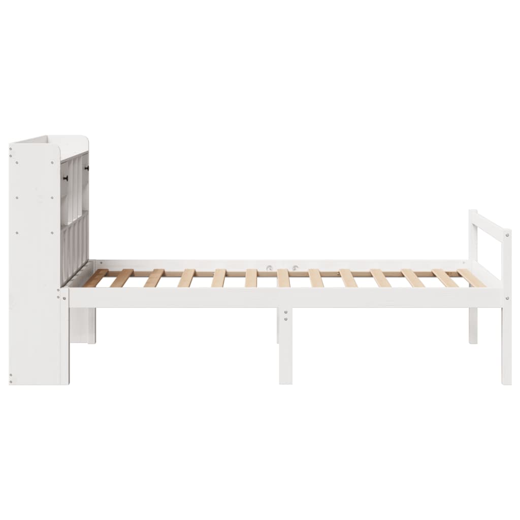Krevet s regalom za knjige bez madraca bijeli 75x190cm borovina