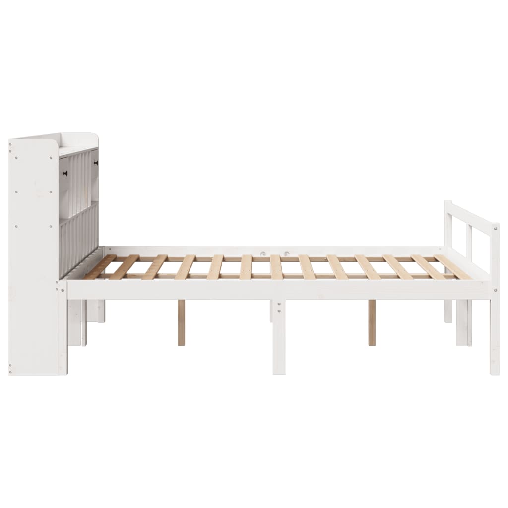 Krevet s regalom z knjige bez madraca bijeli 140x190cm borovina