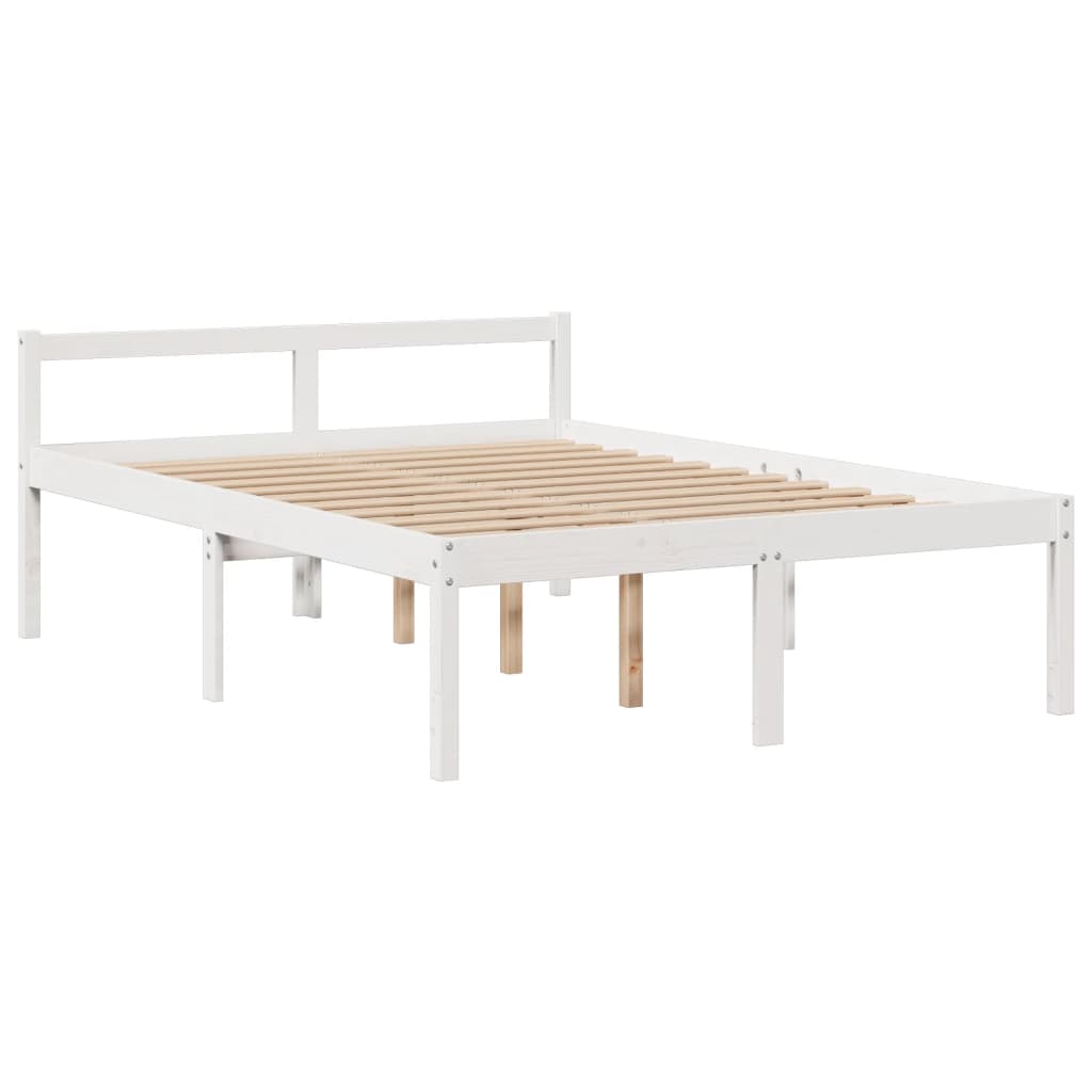 Krevet s regalom z knjige bez madraca bijeli 140x190cm borovina