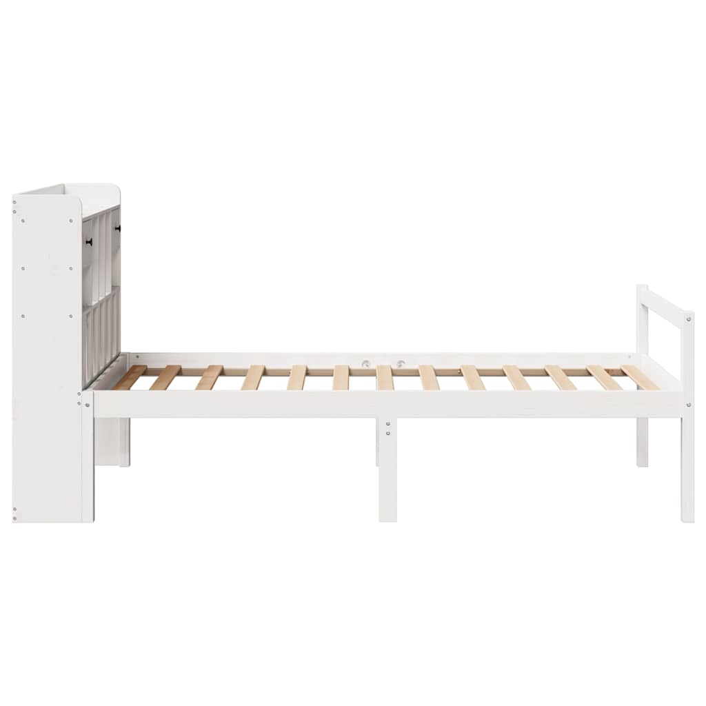 Krevet s regalom za knjige bez madraca bijeli 90x200cm borovina