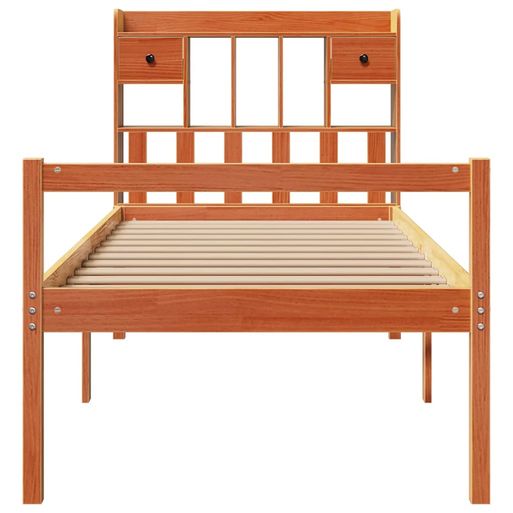 Krevet s regalom za knjige bez madraca 75 x 190 cm od borovine