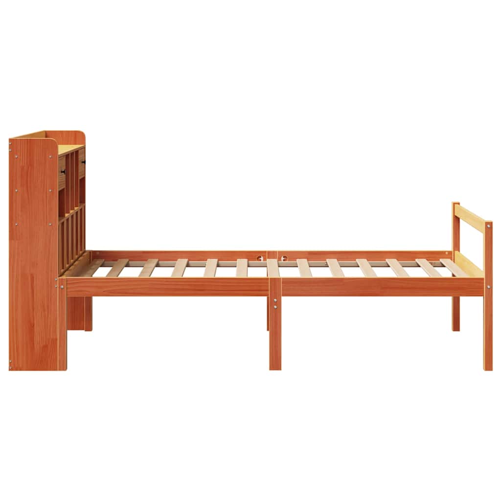 Krevet s regalom za knjige bez madraca 75 x 190 cm od borovine