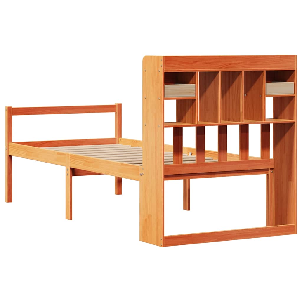 Krevet s regalom za knjige bez madraca 75 x 190 cm od borovine
