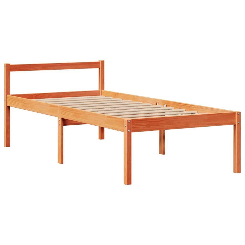 Krevet s regalom za knjige bez madraca 75 x 190 cm od borovine