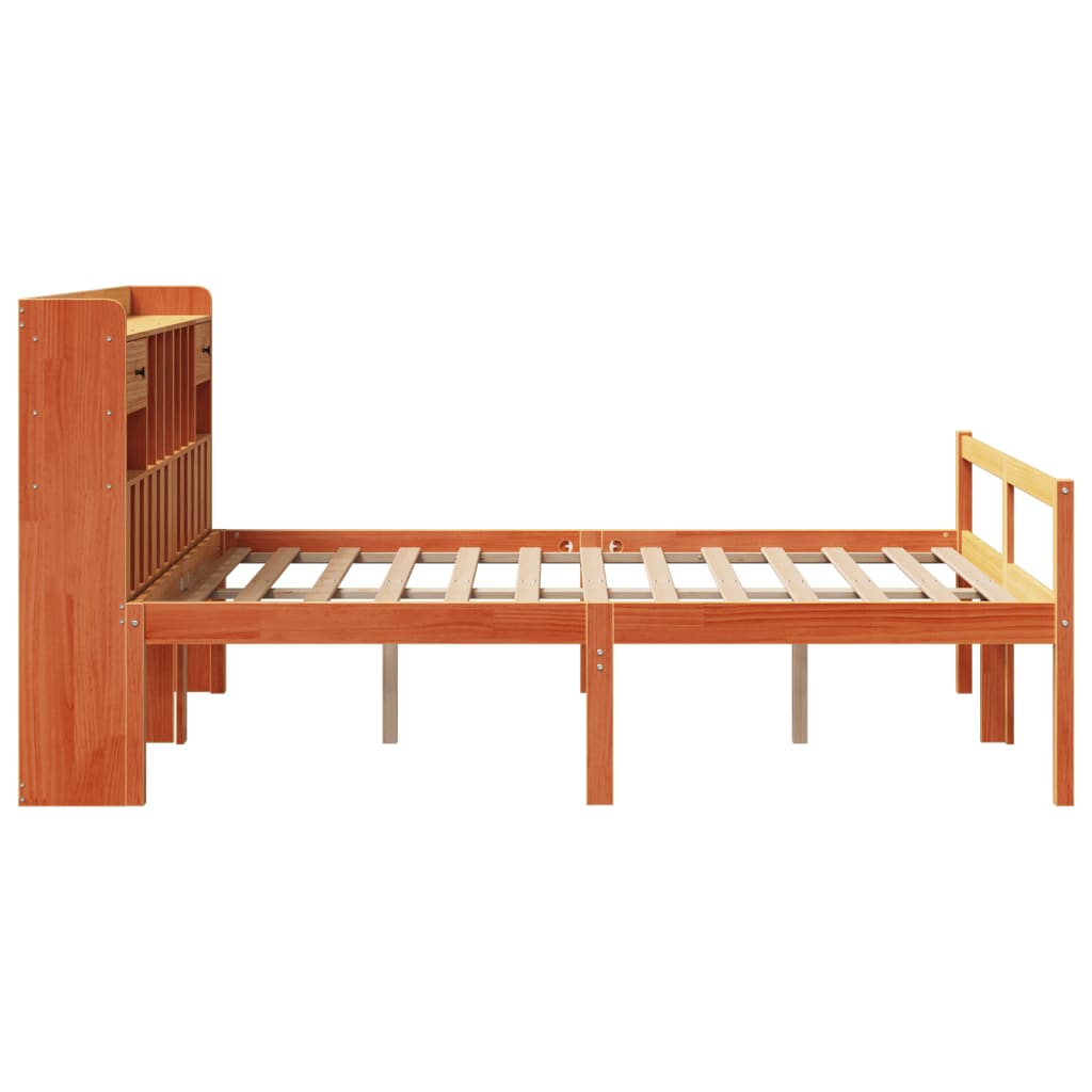 Krevet s regalom za knjige bez madraca 160x200 cm od borovine