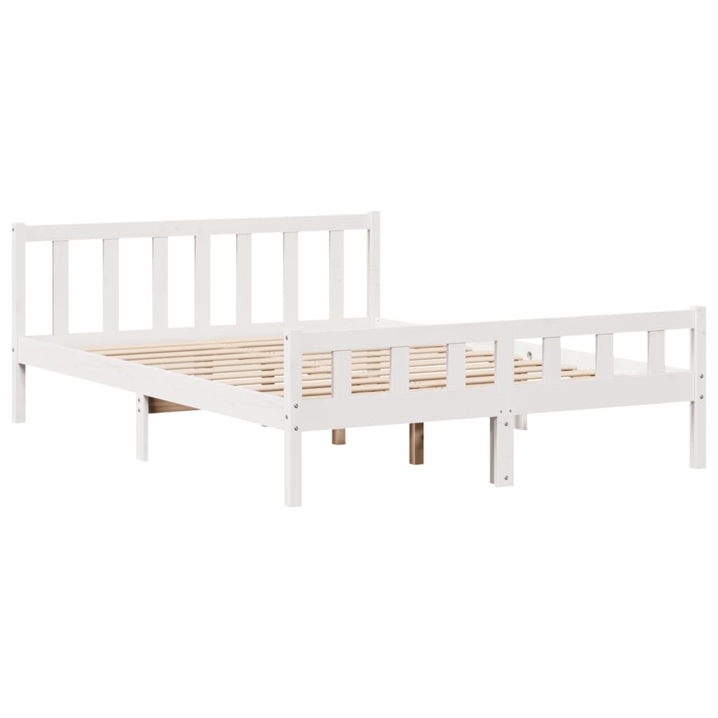 Krevet s regalom z knjige bez madraca bijeli 150x200cm borovina