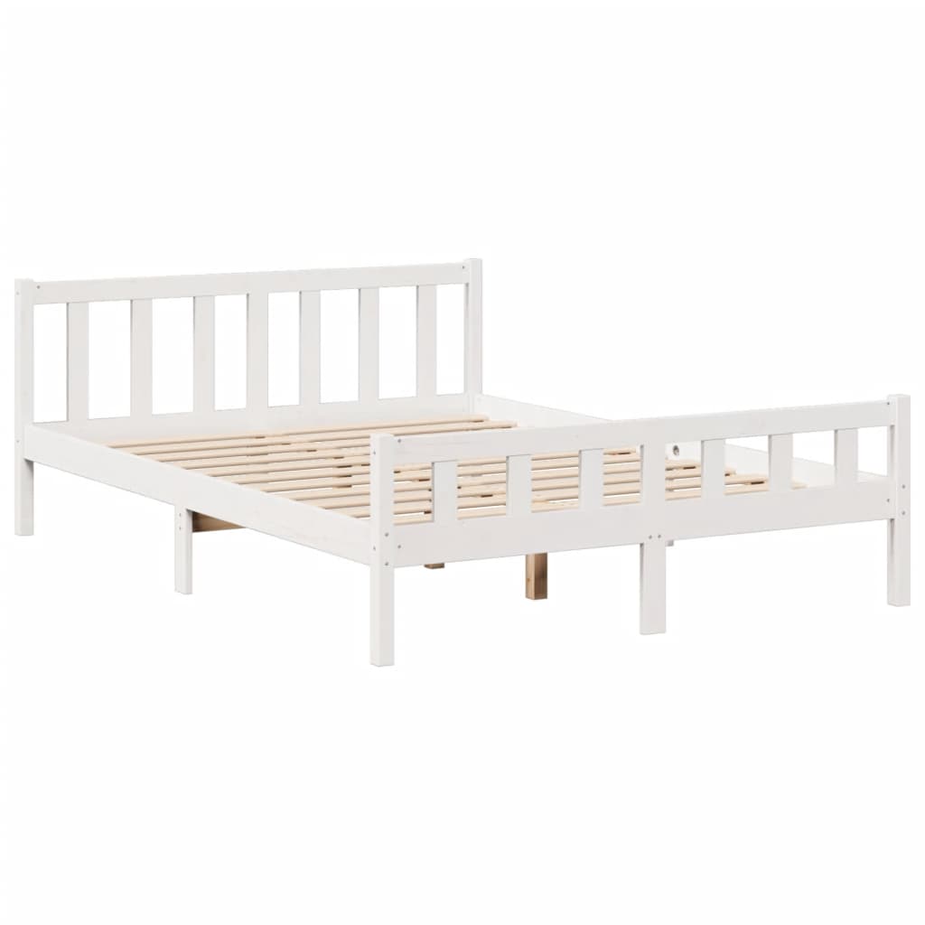 Krevet s regalom z knjige bez madraca bijeli 150x200cm borovina