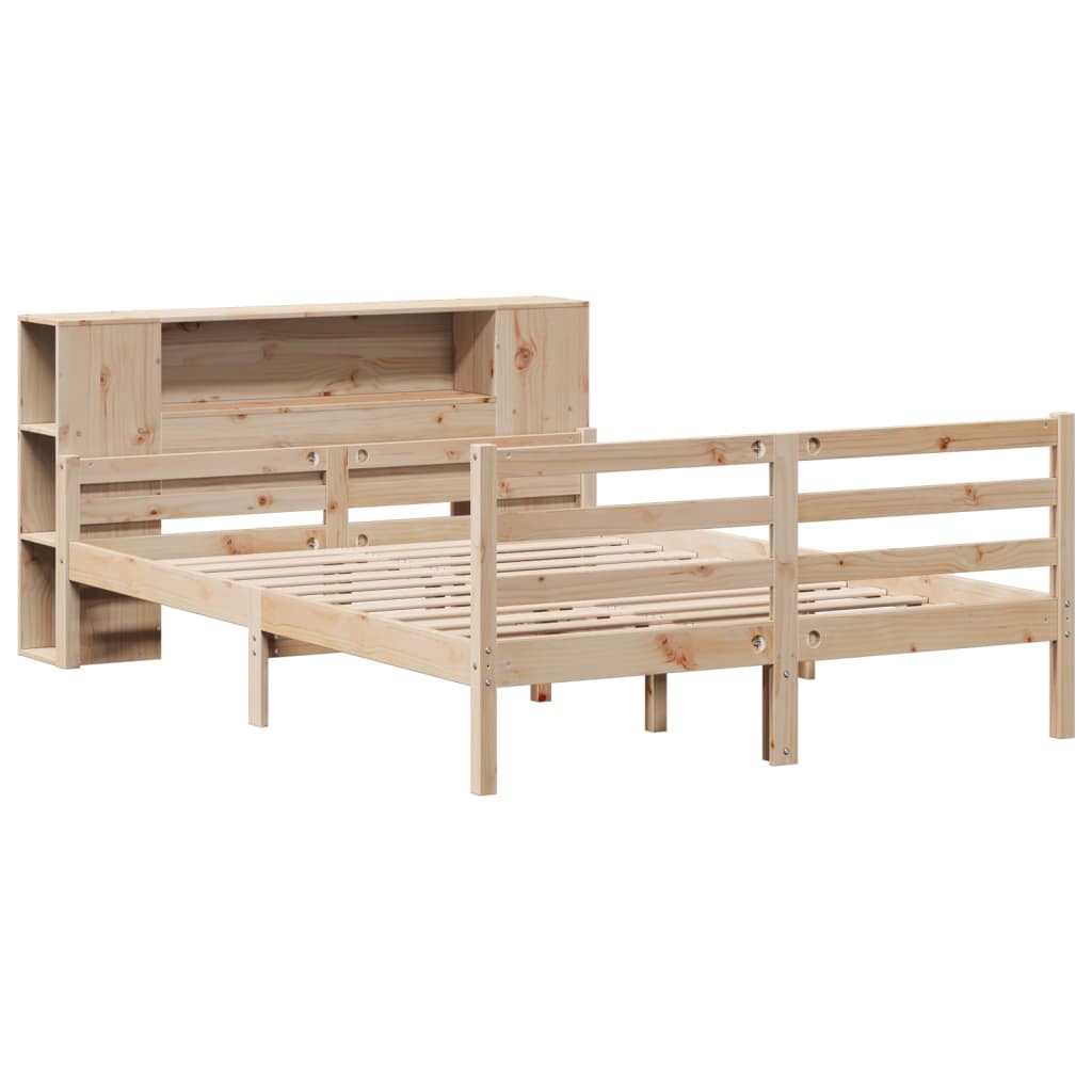 Krevet s regalom za knjige bez madraca 135x190 cm od borovine