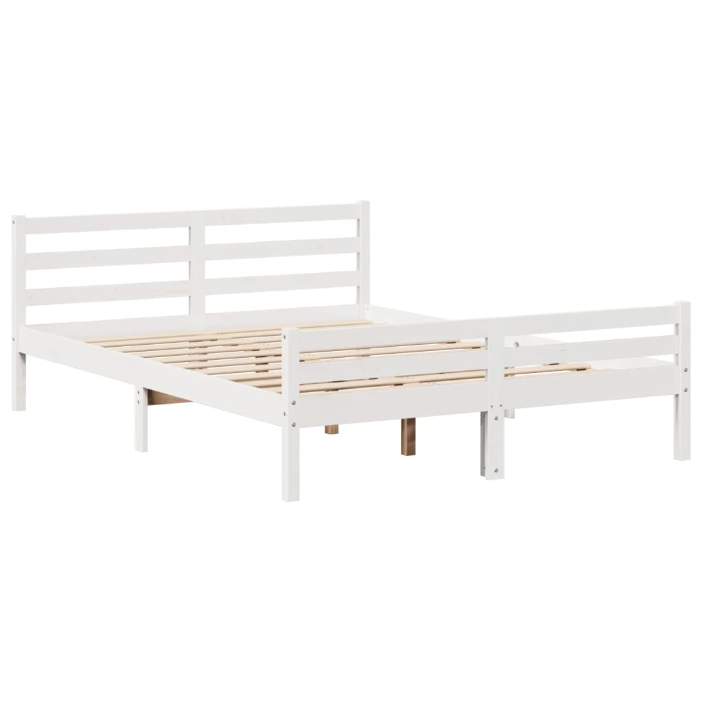 Krevet s regalom z knjige bez madraca bijeli 150x200cm borovina