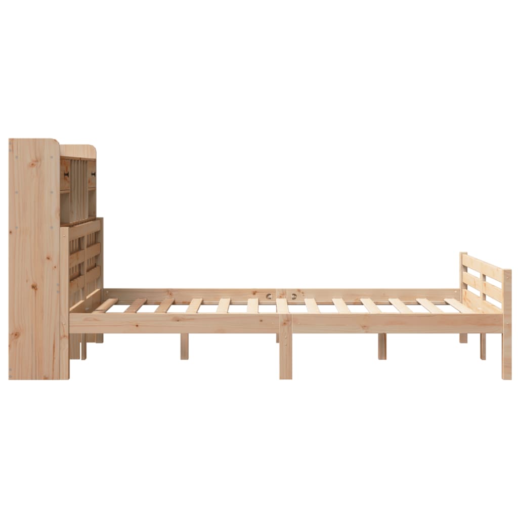 Krevet s regalom za knjige bez madraca 135x190 cm od borovine