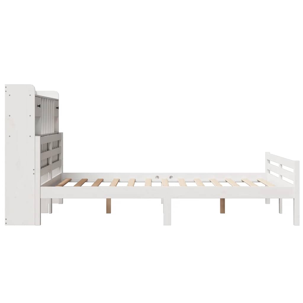 Krevet s regalom z knjige bez madraca bijeli 150x200cm borovina