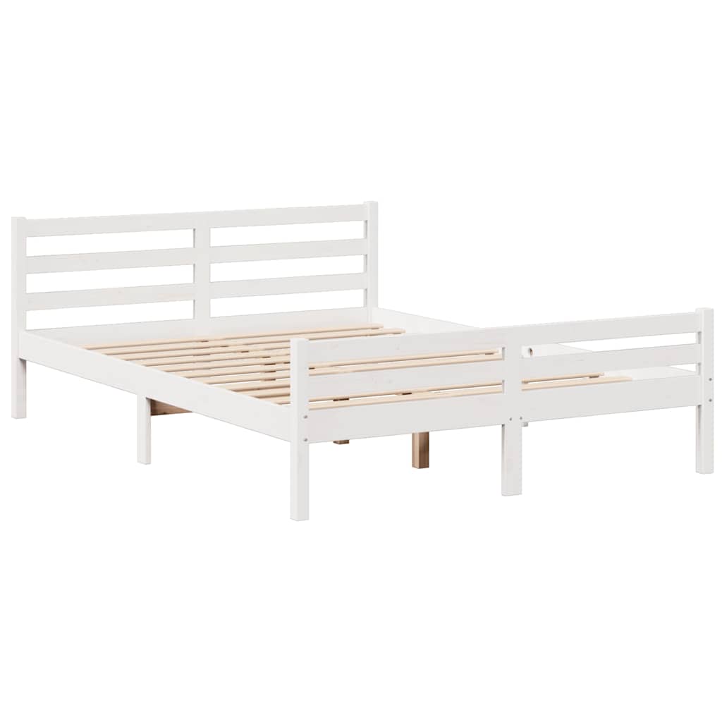 Krevet s regalom z knjige bez madraca bijeli 150x200cm borovina