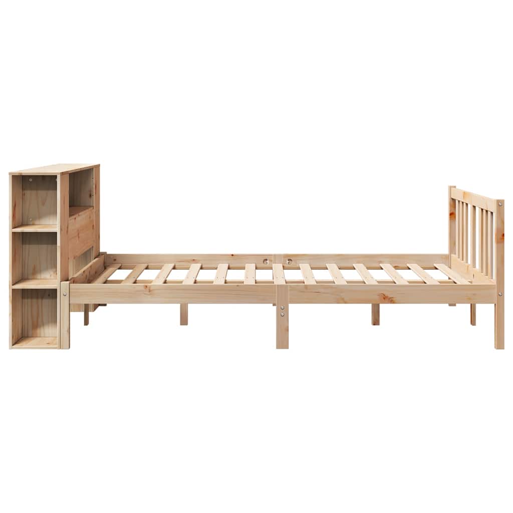 Krevet s regalom za knjige bez madraca 135x190 cm od borovine