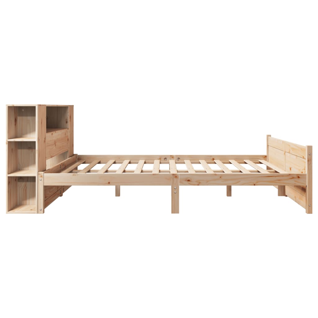 Krevet s regalom za knjige bez madraca 135x190 cm od borovine