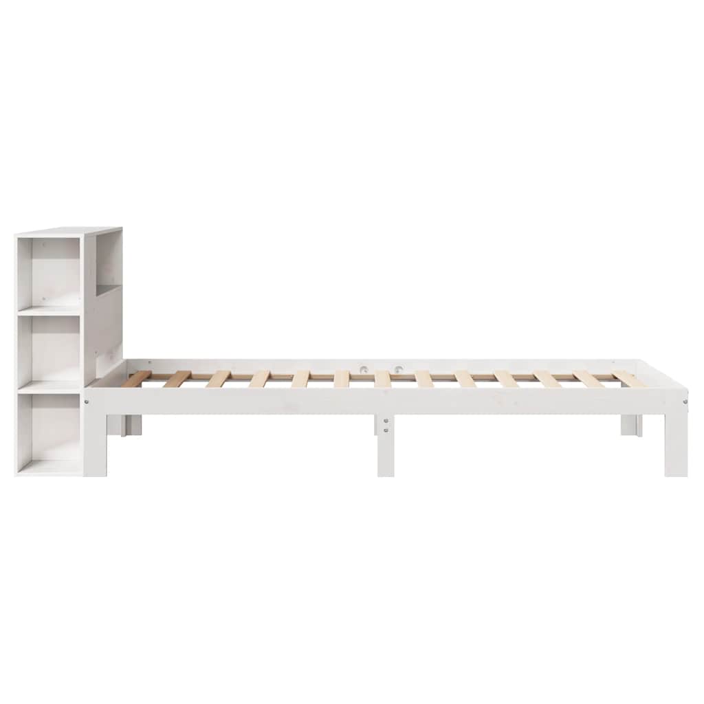 Krevet s regalom za knjige bez madraca bijeli 75x190cm borovina