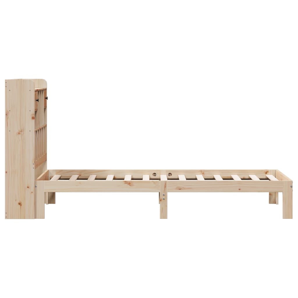 Krevet s regalom za knjige bez madraca 100x200 cm borovina