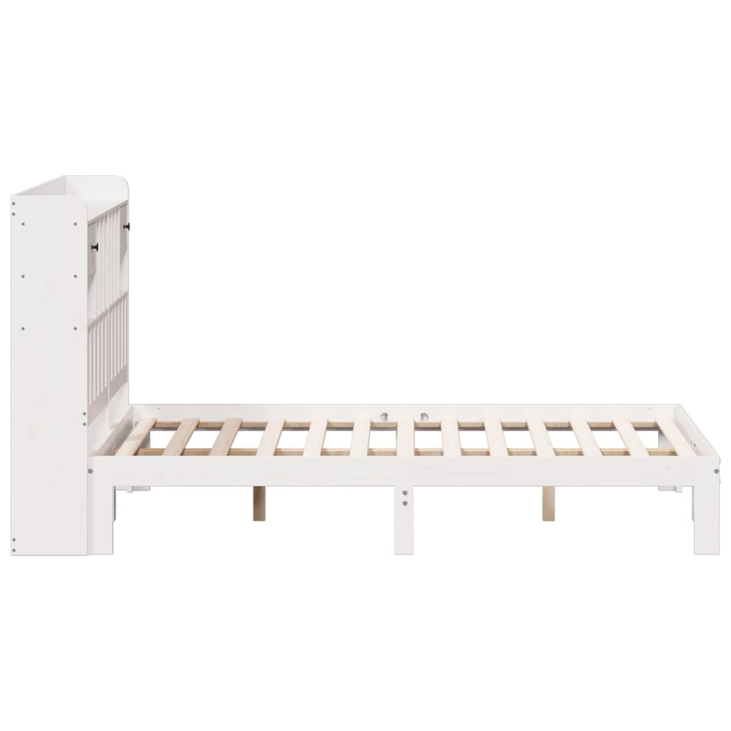 Krevet s regalom z knjige bez madraca bijeli 150x200cm borovina