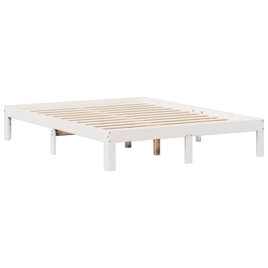 Krevet s regalom z knjige bez madraca bijeli 150x200cm borovina