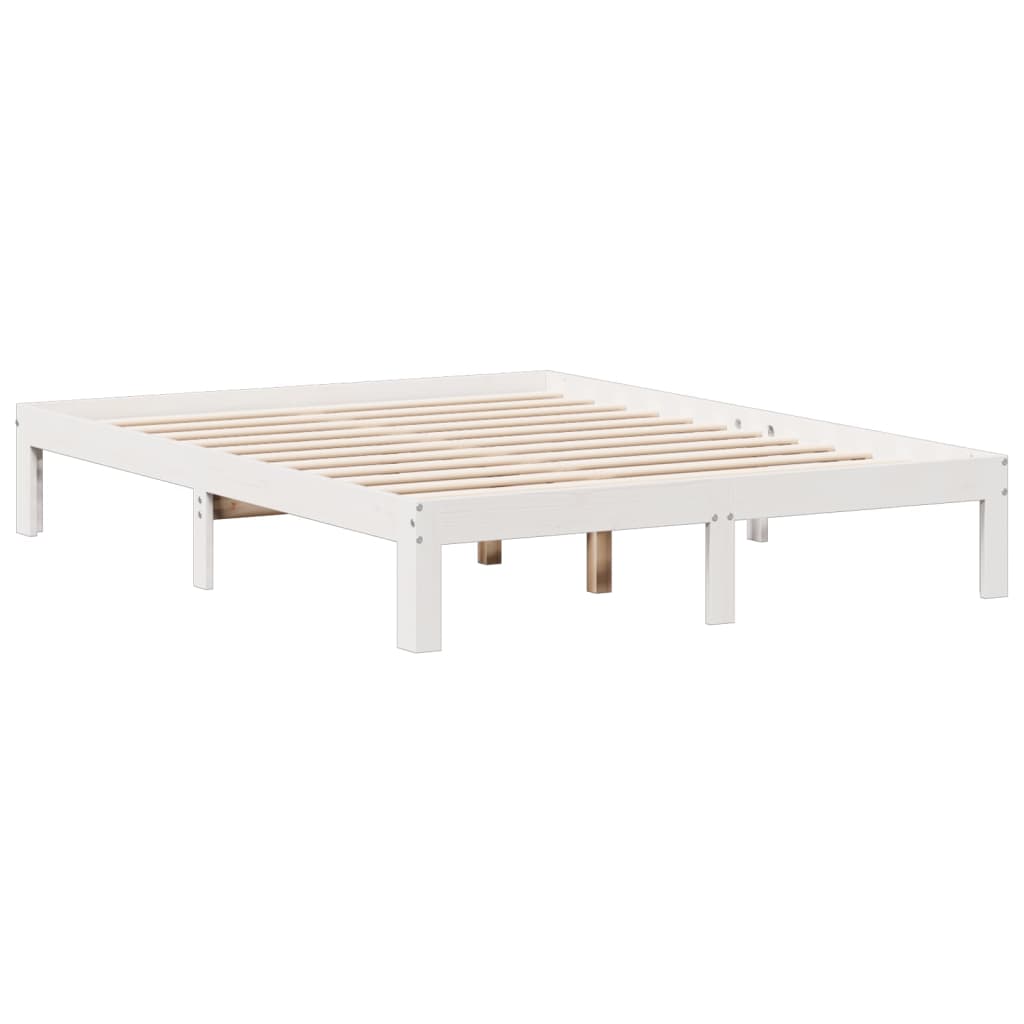 Krevet s regalom z knjige bez madraca bijeli 160x200cm borovina