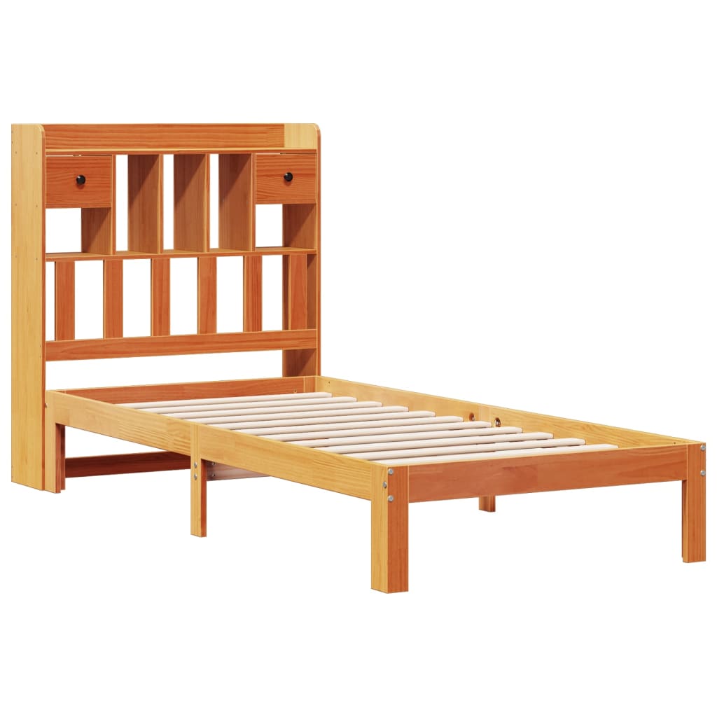 Krevet s regalom za knjige bez madraca 75 x 190 cm od borovine