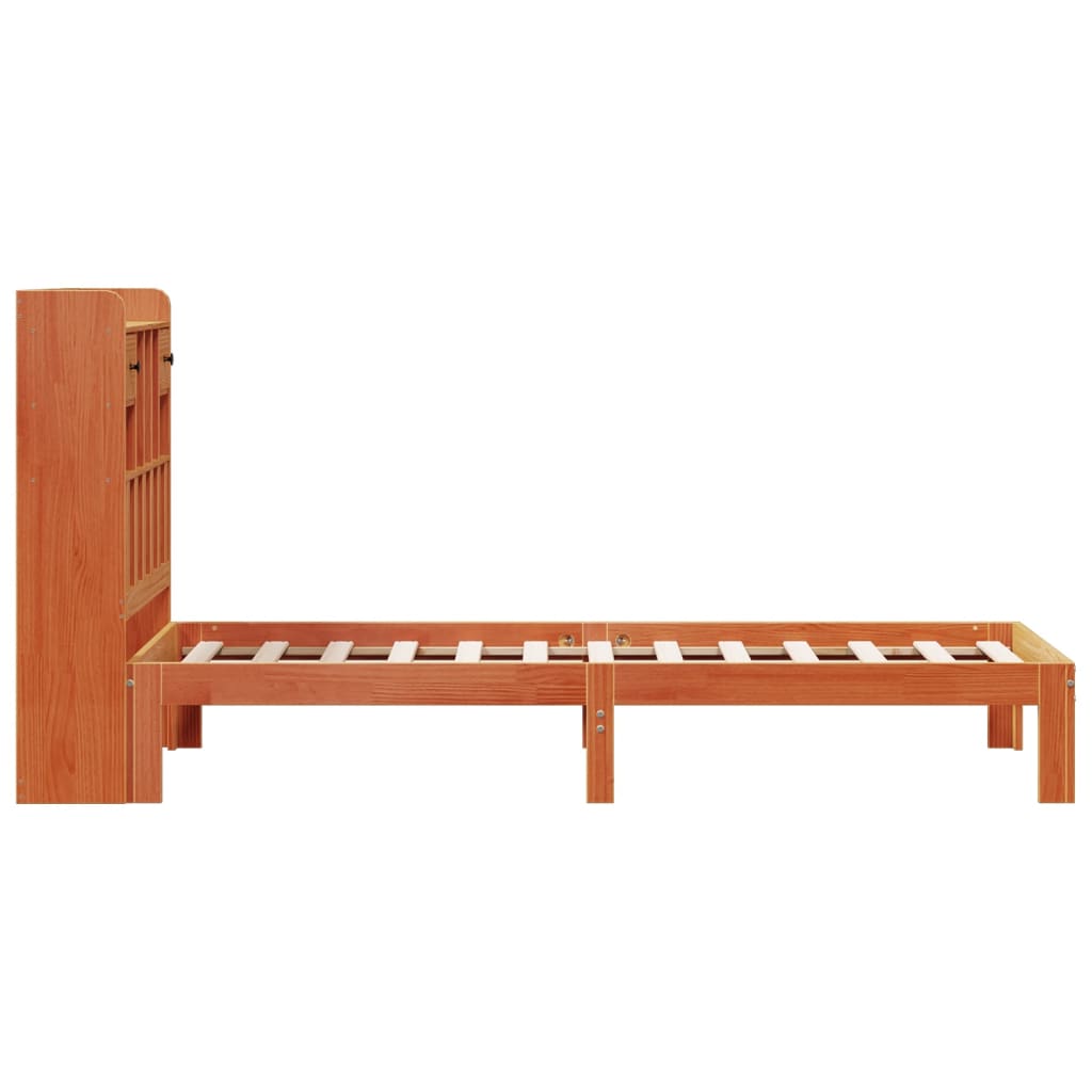 Krevet s regalom za knjige bez madraca 75 x 190 cm od borovine