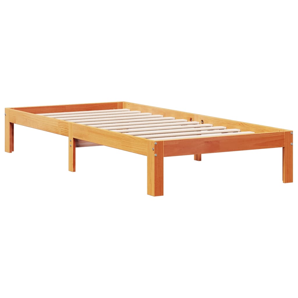 Krevet s regalom za knjige bez madraca 75 x 190 cm od borovine