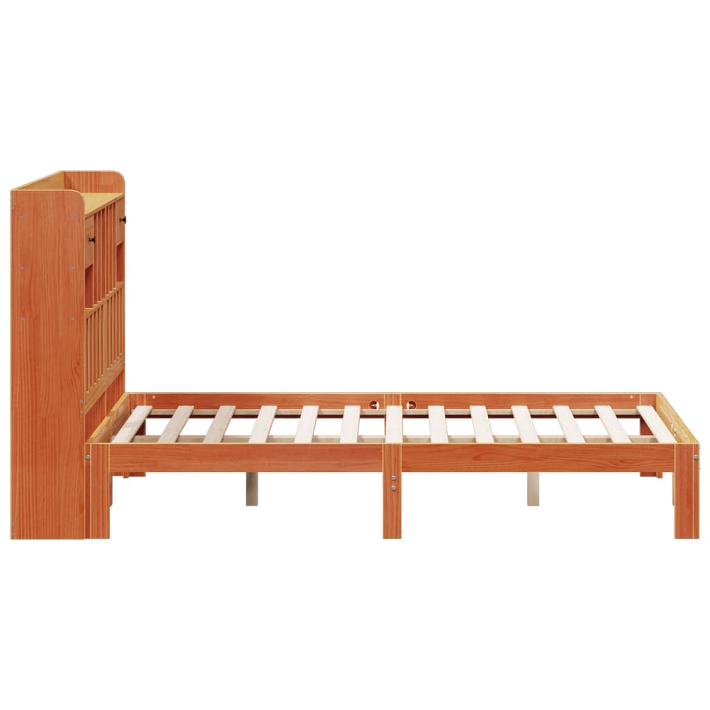 Krevet s regalom za knjige bez madraca 140 x 190 cm od borovine