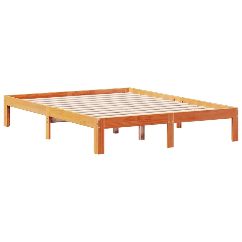 Krevet s regalom za knjige bez madraca 140 x 190 cm od borovine