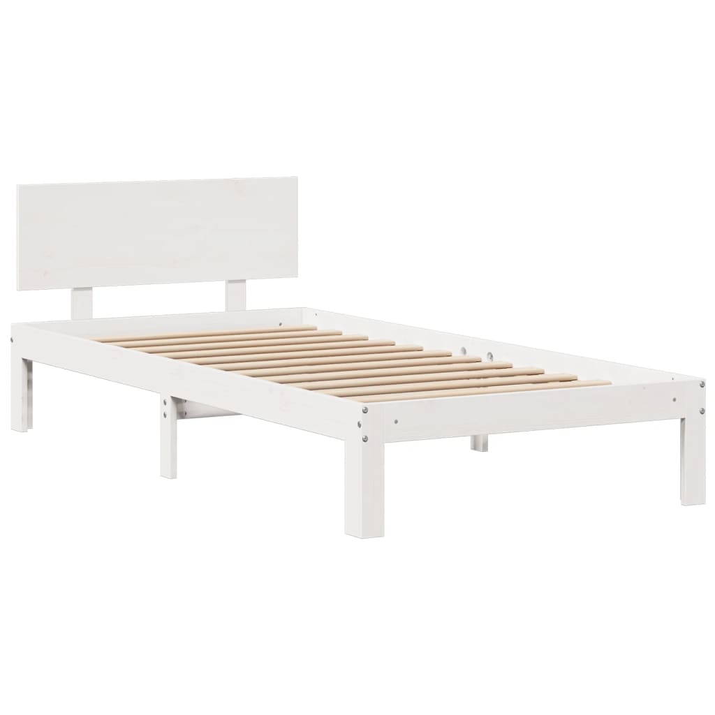 Krevet s regalom z knjige bez madraca bijeli 150x200cm borovina