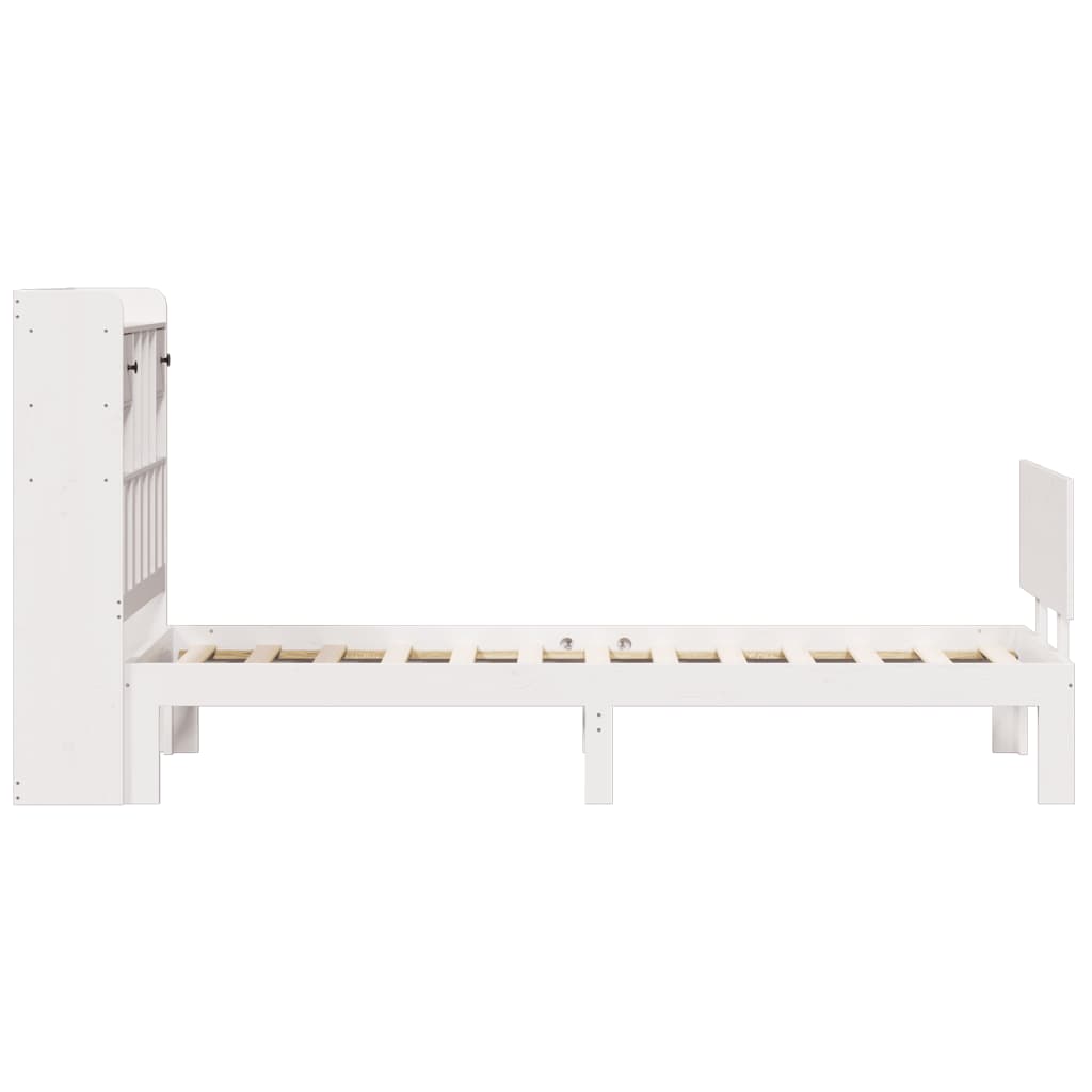 Krevet s regalom za knjige bez madraca bijeli 90x200cm borovina