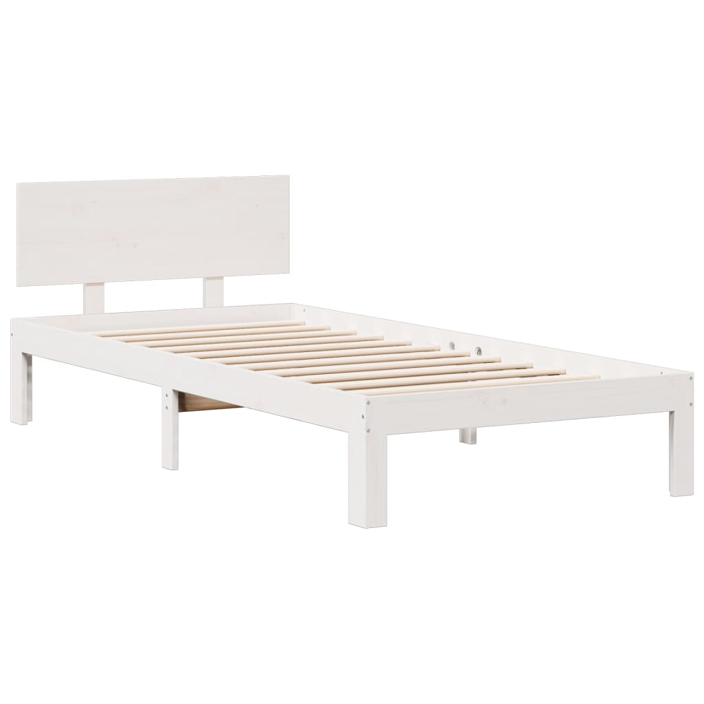 Krevet s regalom za knjige bez madraca bijeli 90x200cm borovina