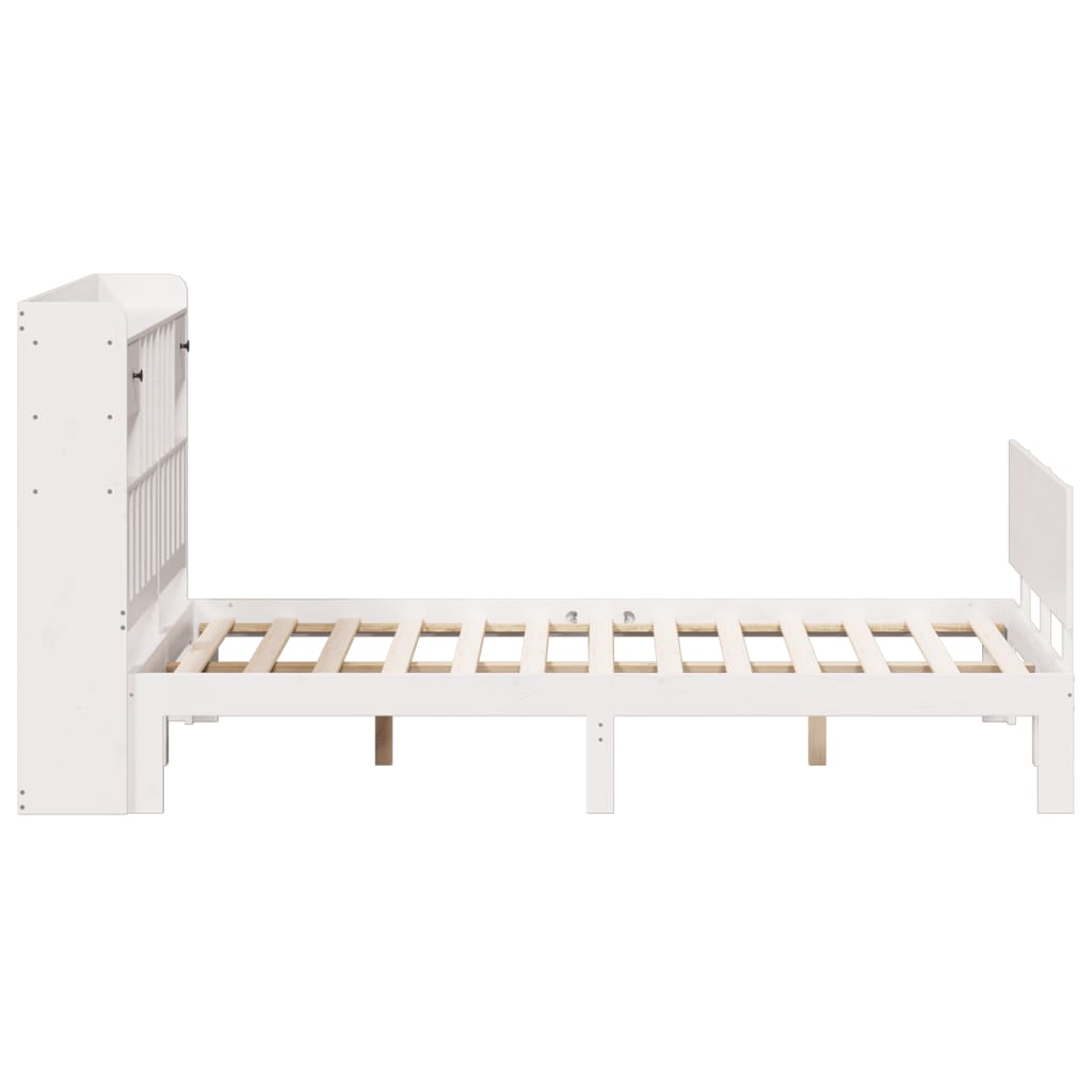 Krevet s regalom z knjige bez madraca bijeli 150x200cm borovina