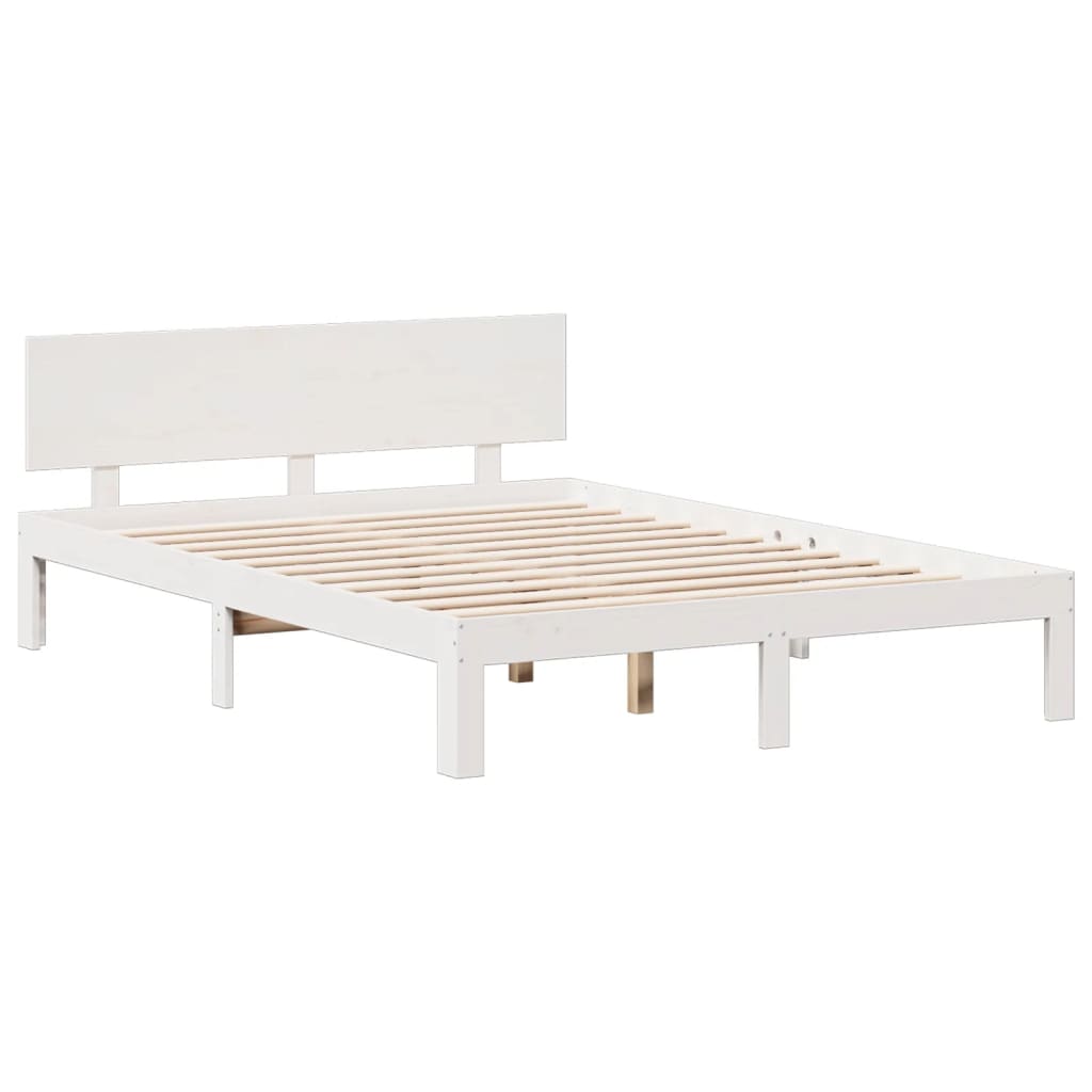 Krevet s regalom z knjige bez madraca bijeli 150x200cm borovina