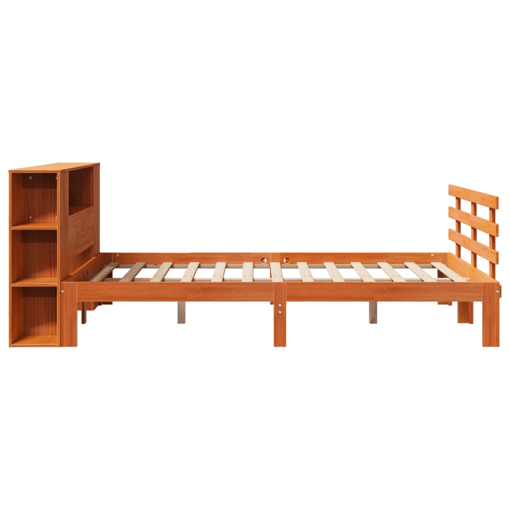 Krevet s regalom za knjige bez madraca 140 x 190 cm od borovine