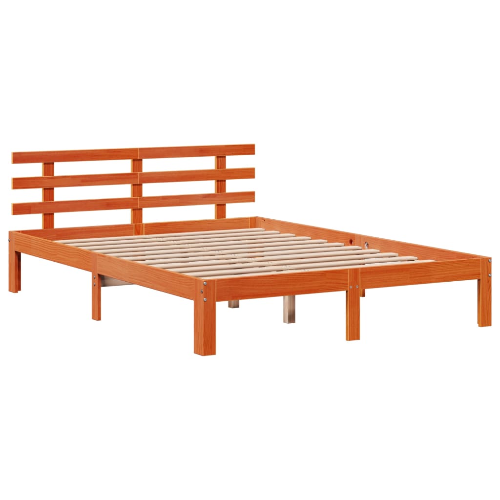 Krevet s regalom za knjige bez madraca 140 x 190 cm od borovine