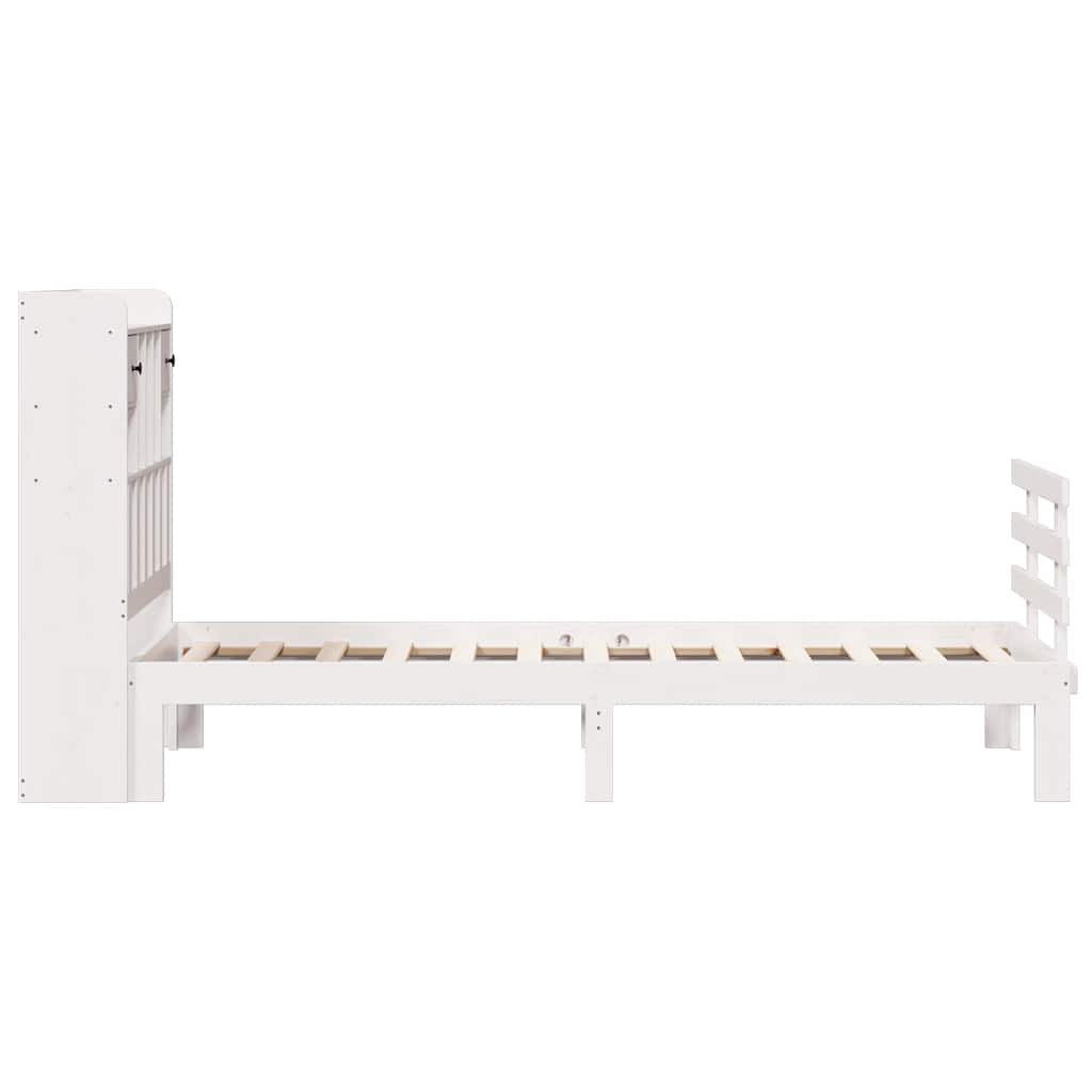 Krevet s regalom za knjige bez madraca bijeli 75x190cm borovina