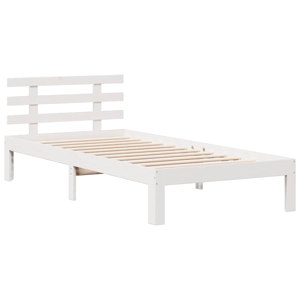 Krevet s regalom za knjige bez madraca bijeli 75x190cm borovina