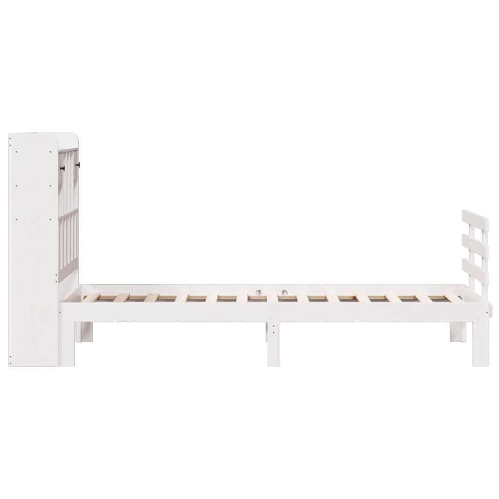Krevet s regalom za knjige bez madraca bijeli 90x200cm borovina