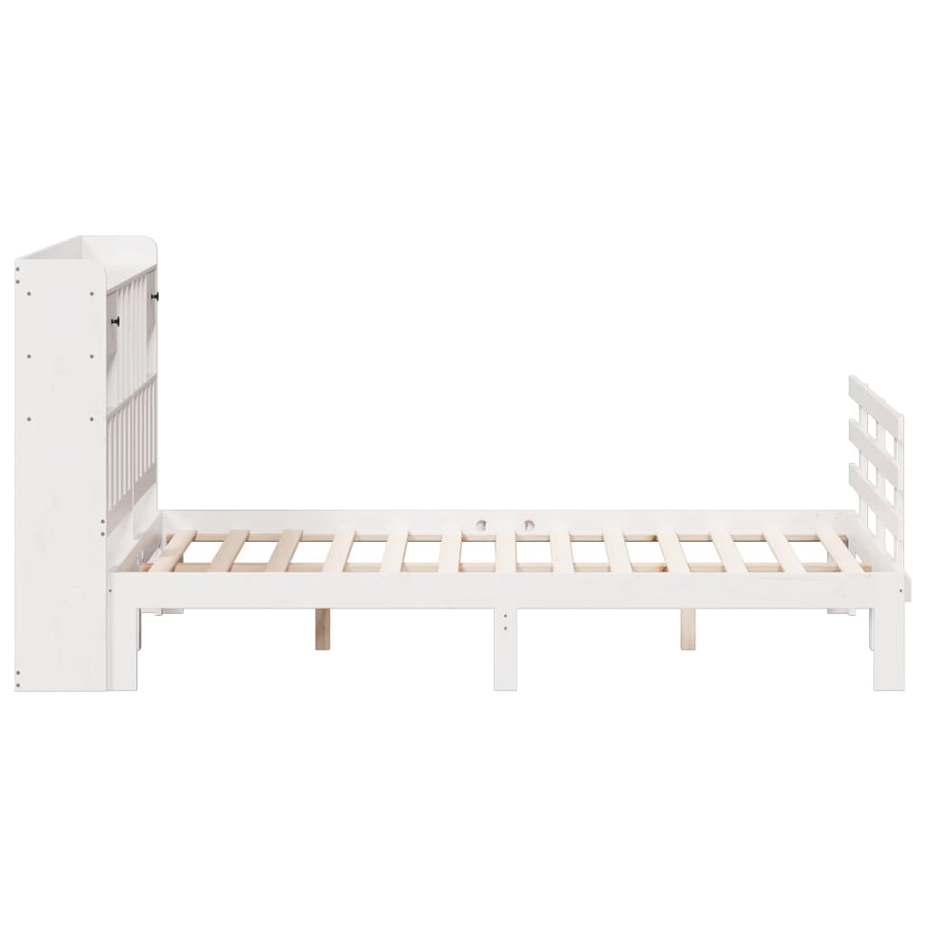 Krevet s regalom z knjige bez madraca bijeli 150x200cm borovina