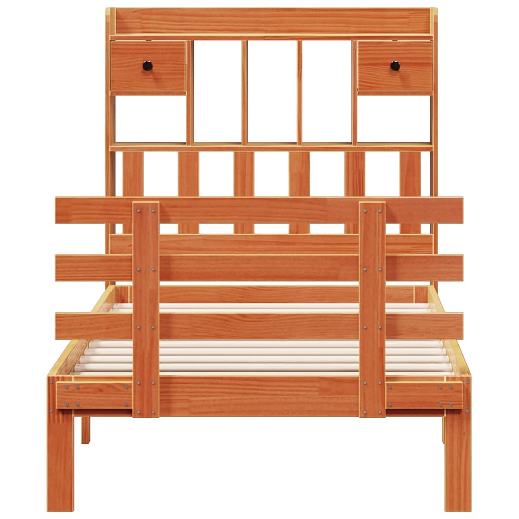 Krevet s regalom za knjige bez madraca 75 x 190 cm od borovine