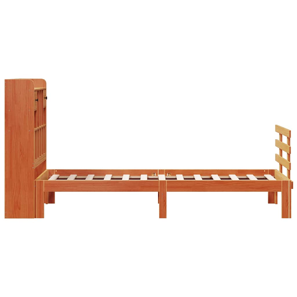 Krevet s regalom za knjige bez madraca 75 x 190 cm od borovine