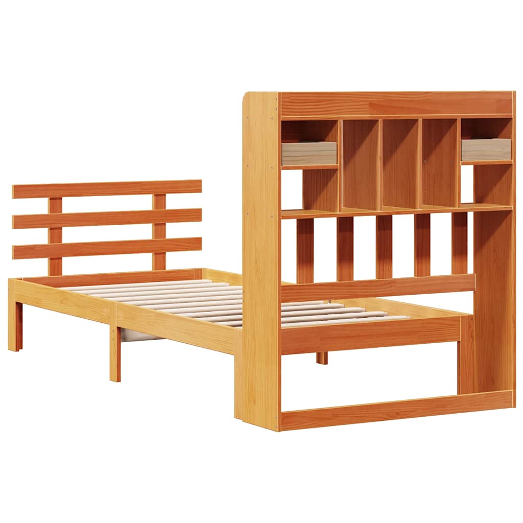 Krevet s regalom za knjige bez madraca 75 x 190 cm od borovine