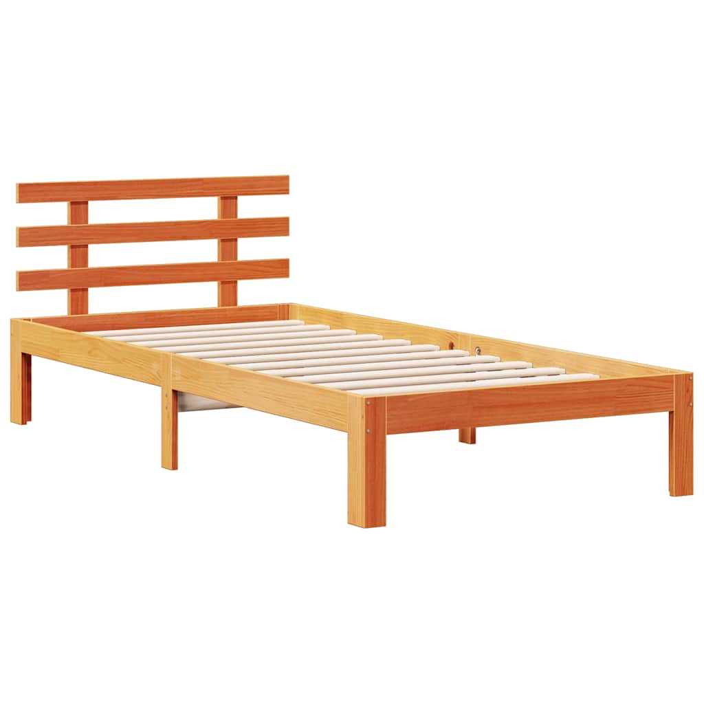 Krevet s regalom za knjige bez madraca 75 x 190 cm od borovine