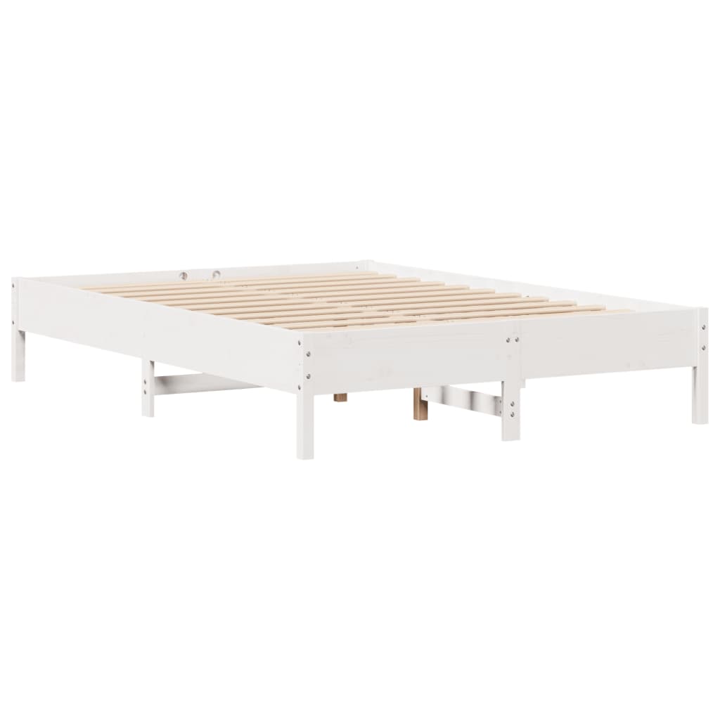 Krevet s regalom z knjige bez madraca bijeli 150x200cm borovina