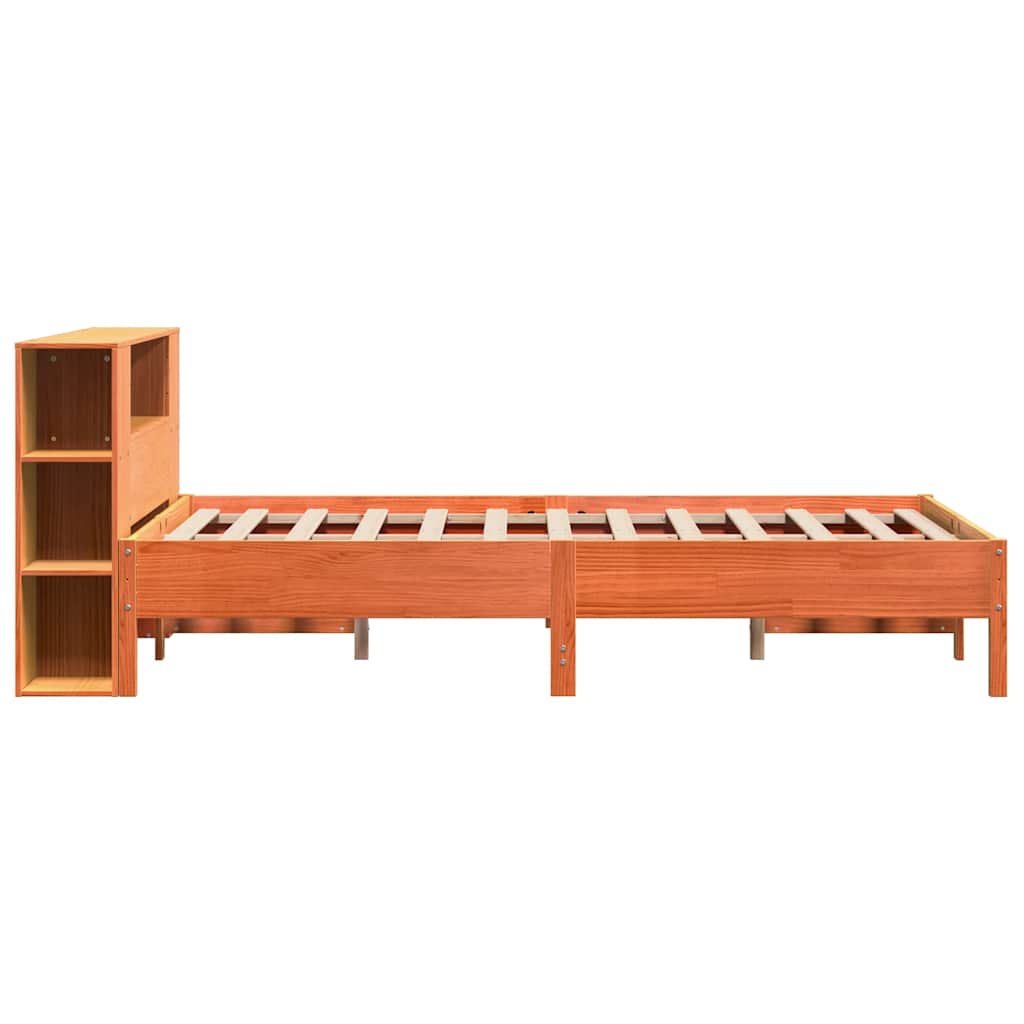 Krevet s regalom za knjige bez madraca 140 x 190 cm od borovine