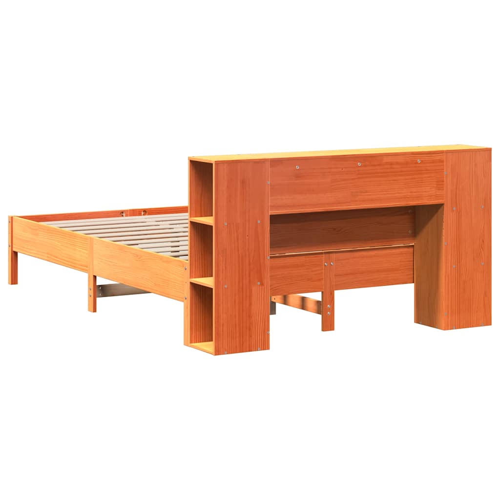 Krevet s regalom za knjige bez madraca 140 x 190 cm od borovine