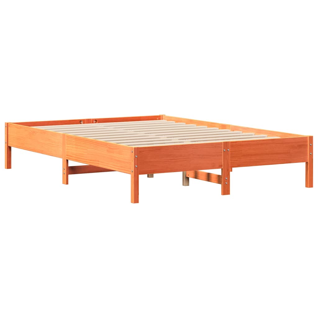 Krevet s regalom za knjige bez madraca 140 x 190 cm od borovine