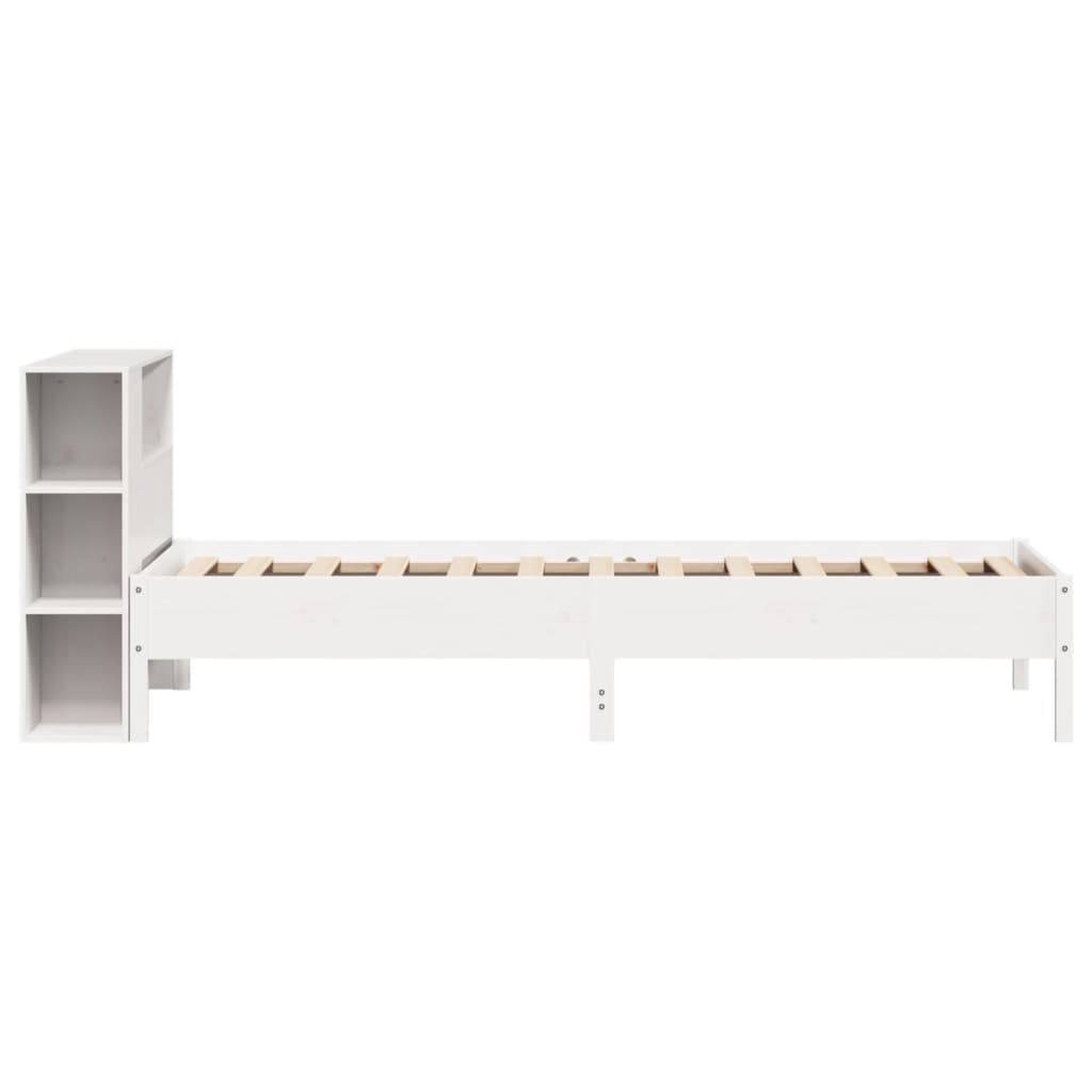 Krevet s regalom za knjige bez madraca bijeli 75x190cm borovina